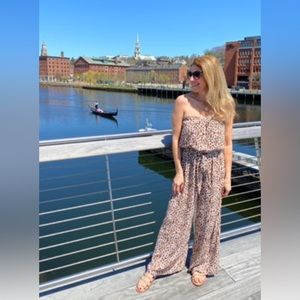 Strapless Leopard Jumpsuit